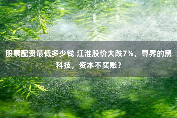 股票配资最低多少钱 江淮股价大跌7%，尊界的黑科技，资本不买账？